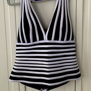 Black and white striped halter